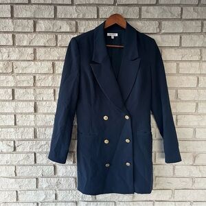 Good American Navy Gold Button Ponte Executive Blazer Dress Size 2(Medium)